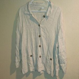 Vintage Nomadic Traders Cream Linen Blend Button Down Light Weight Jacke…